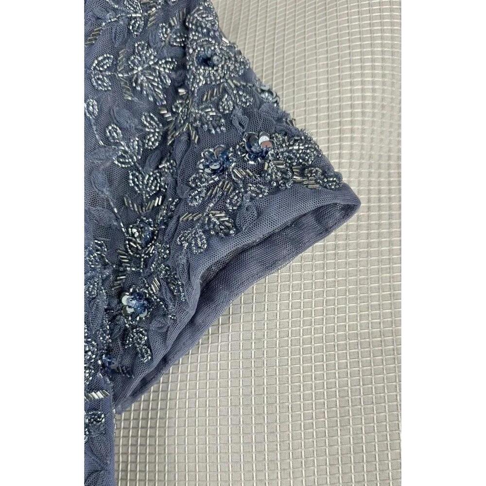 NWT Cameron Blake Womens Short Sleeve Blue Formal Full Length Dress Size Medium - Picture 6 of 9